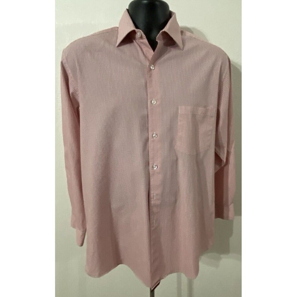 Alfani Dress Shirt Men Size Large 16 Fitted 32-33 Stretch Fabric Red